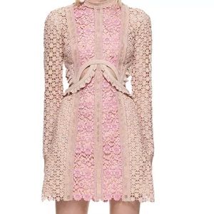 Spring Autumn Dress Long Sleeve Pink Women Lace Party Mini Dress Large